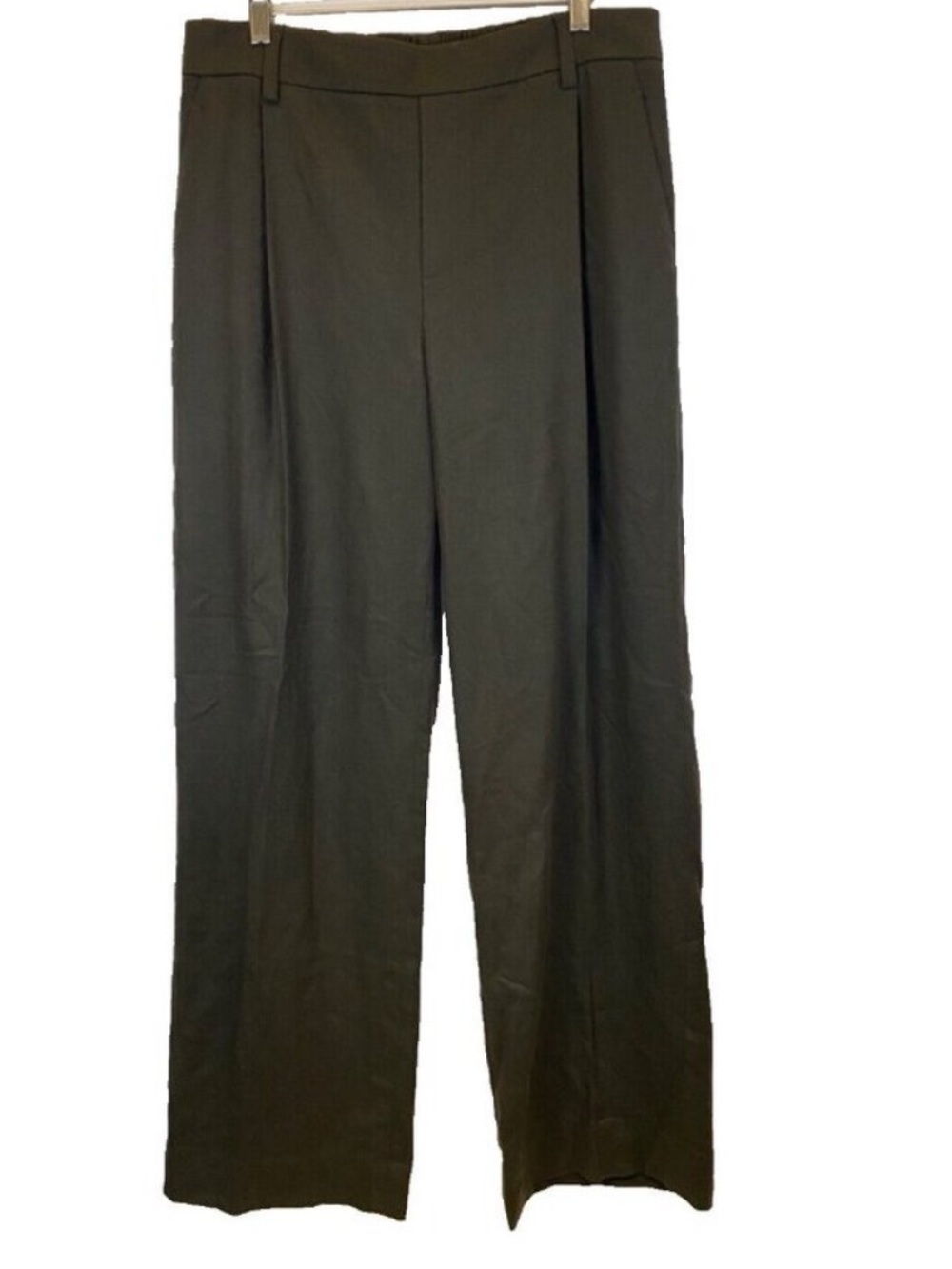Vince Flannel High Waisted Pull On Pant Olive Green XL Wool Blend Women’s